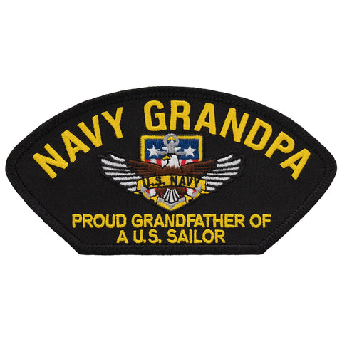Navy Grandpa - Proud Grandfather of a US Sailor Embroidered Patch 5 3/16" x 2 5/8"