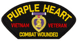Purple Heart - Combat Wounded - Vietnam War Veteran Embroidered Patch 5 3/16" x 2 5/8"